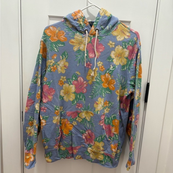 Polo Ralph Lauren Women’s Sweater Hooded Size M Floral Whimsical Fair aisle - Picture 1 of 6